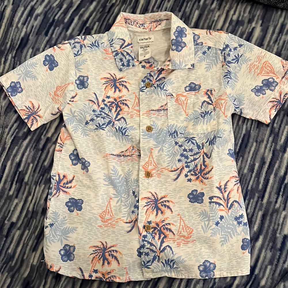 Toddler Tropical Button Down Short Sleeve Shirt